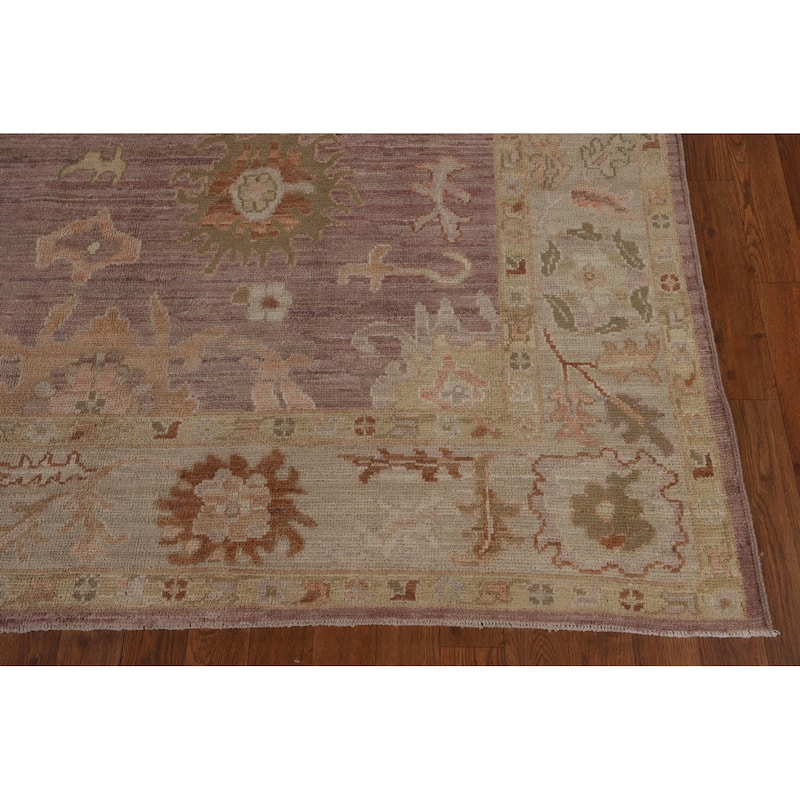 Vegetable Dye Oushak Turkish Area Rug Hand-Knotted Brown Wool Carpet - 6'3"x 8'8"