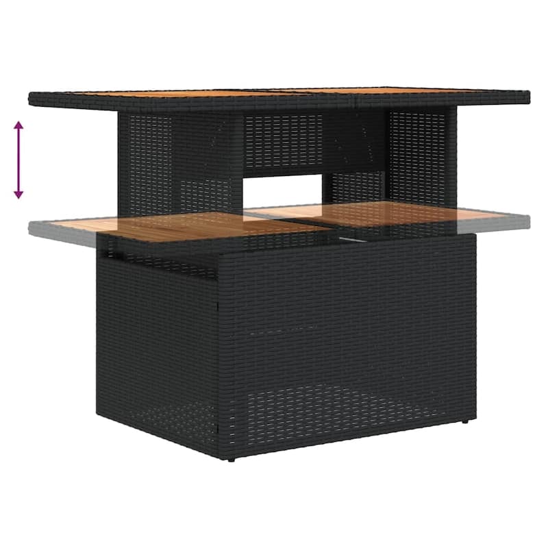vidaXL Patio Table Rectangular Backyard Garden Poly Rattan and Acacia Wood - 39.4 x 21.7 x 28.7 in