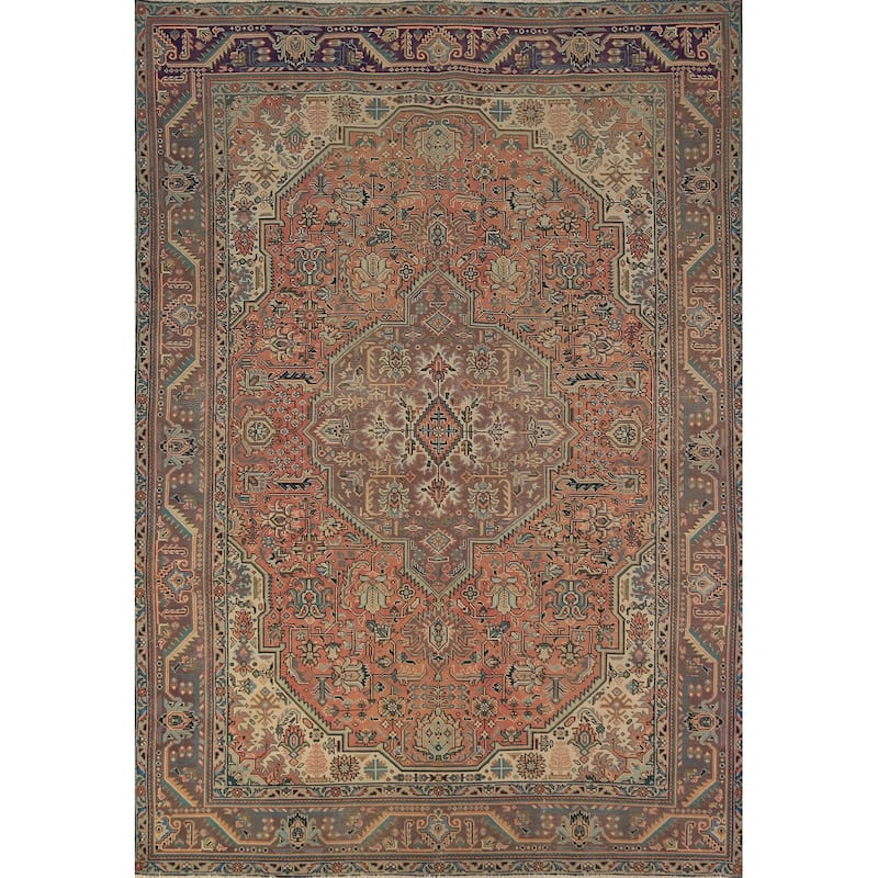 Geometric Tabriz Persian Vintage Area Rug Handmade Wool Carpet - 6'7" x 9'7"