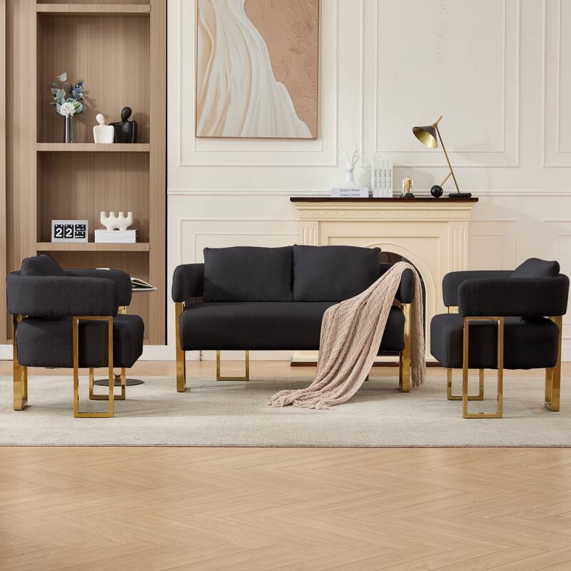 Modern decorative chair, living room side chair with gold metal legs, no wheels, suitable for dressing area