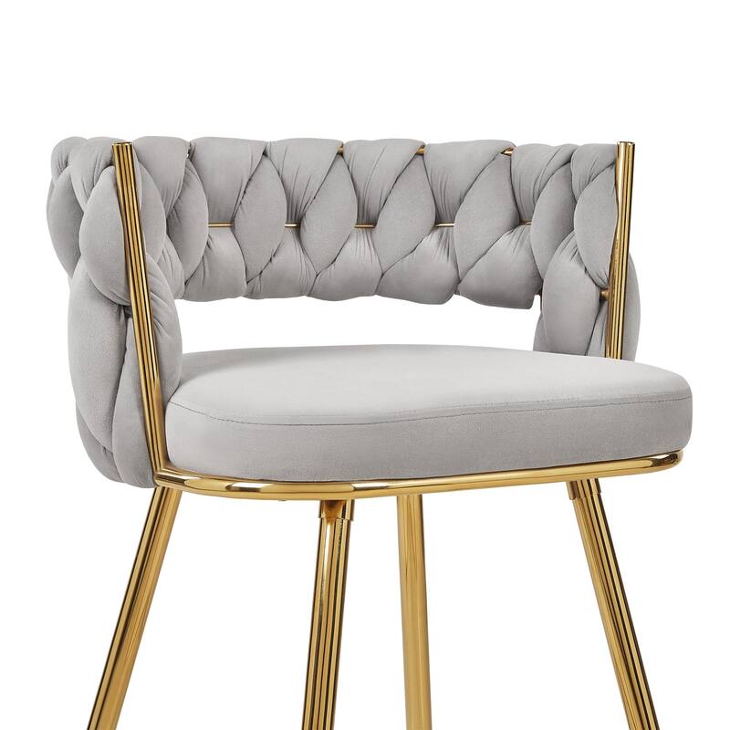Javlergo Set of 2/4/6 Counter Height Bar Stools, 26.77" Upholstered Woven Back Bar Chairs with Armrests and Footrest