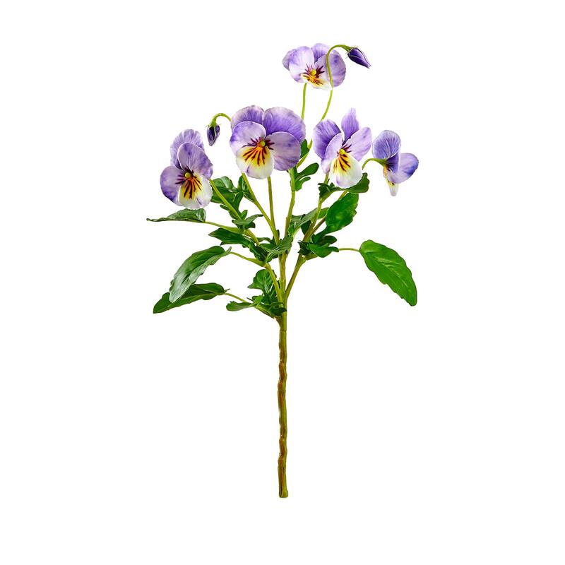 Two-Tone Pansy Artificial Floral Spray - 15" - Amethyst Purple