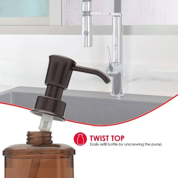 Home Basics Soap Dispenser with Basketweave Sponge Holder, Bronze, 18.6 Ounces - 3 x 6.25 x 8.75 Inches