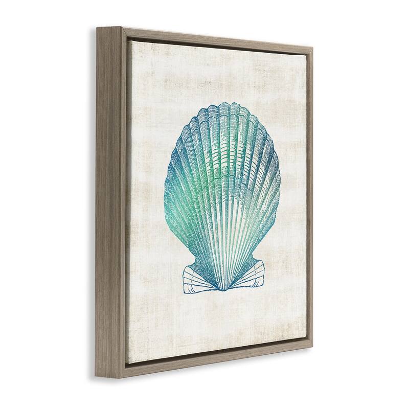 Stupell Gradient Clam Seashell Framed Floater Canvas Wall Art Design By Susan Arnot