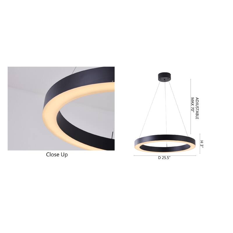 Matte Black LED Chandelier With A White Acrylic Diffuser