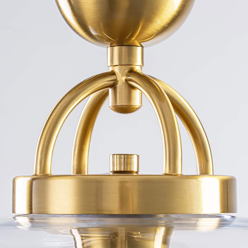 1-Light Modern Metal & Glass Flush Mount with Transparent Open Flat-Ball Shade for Bedroom - 11.8 in. W x 13 in. H