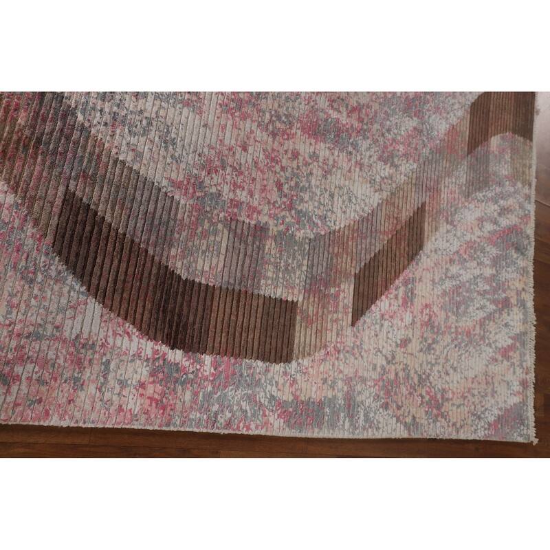 Striped Abstract Oriental Area Rug Handmade Wool Carpet - 5'8" x 7'10"