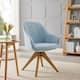 Modern Home Office Swivel Arm Accent Chair with Wood Legs - Light Blue