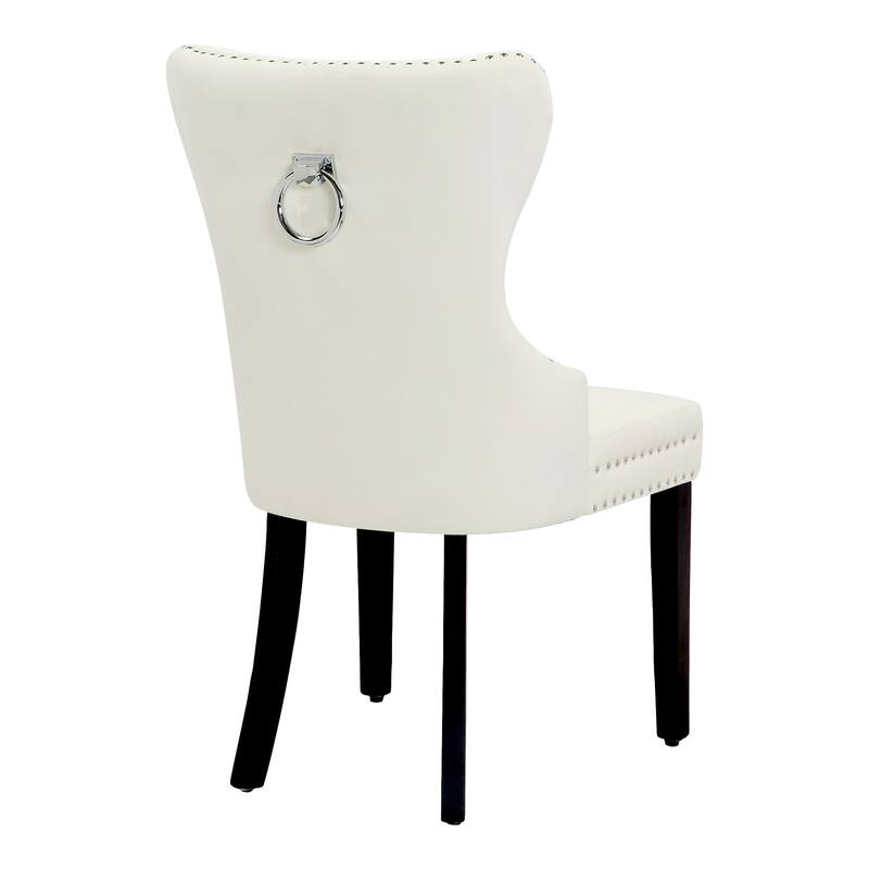 Grandview Tufted Wingback Dining Chair (Set of 4) with Nailhead and Ring Pulls
