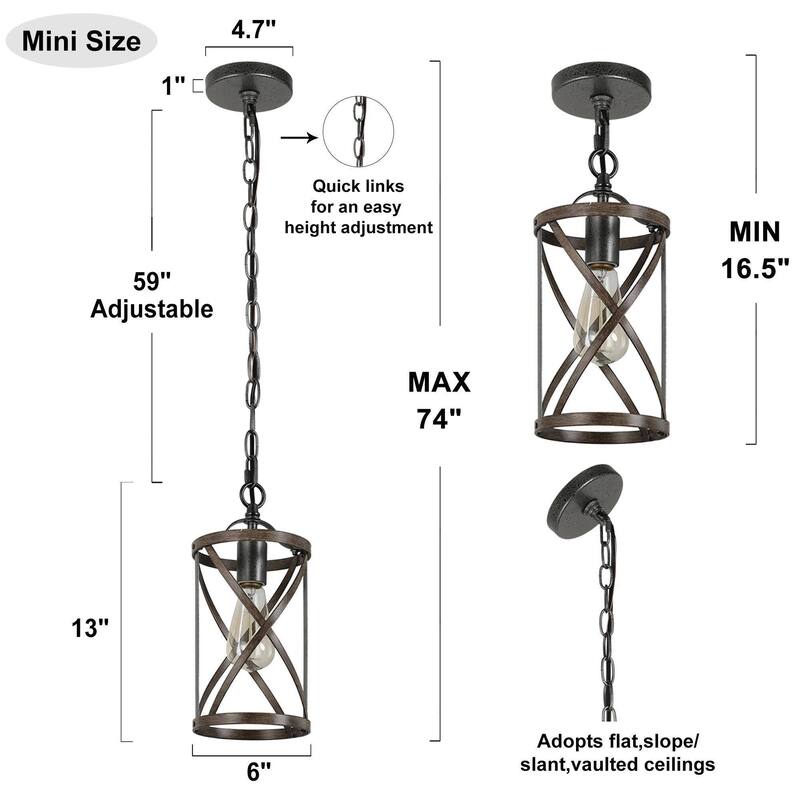 Halam Modern Farmhouse Barn Drum Chandelier Bronze Metal Island Pendant Lighting
