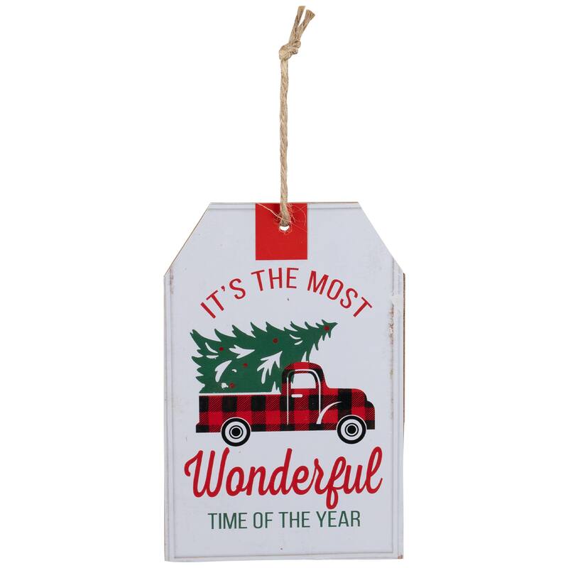 Most Wonderful Time of the Year Christmas Tag Ornament - 6"
