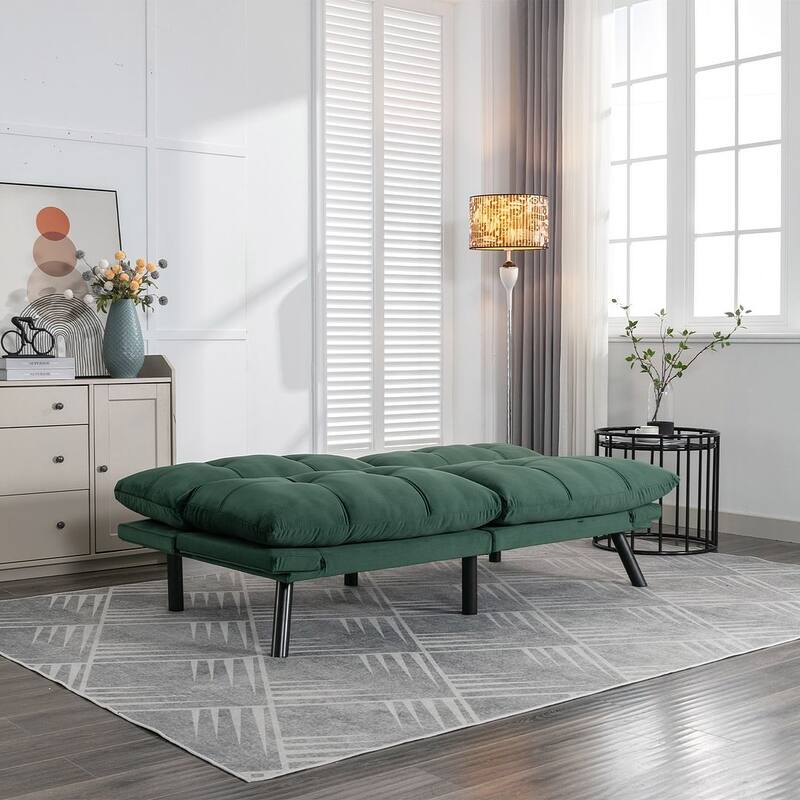 70.87" Futon Sofa Bed, Foam Foldable Couch Convertible Loveseat Sleeper Daybed with Adjustable Armrests for Small Space