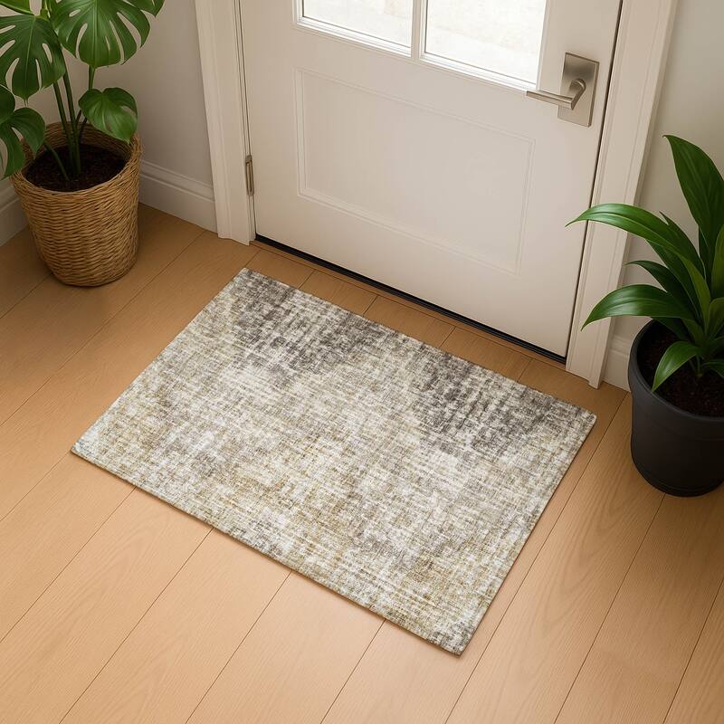 Premium Washable Super Soft Ombre Chevron Mayfield Rug - Khaki - 1'8" x 2'6"