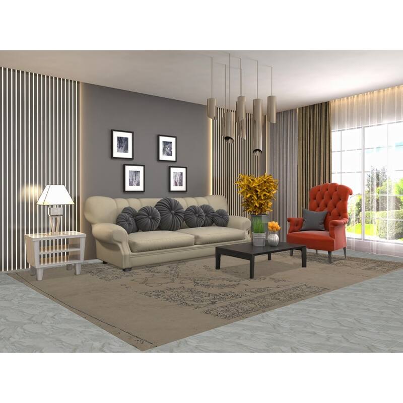 Distressed Tabriz Persian Vintage Rug Handmade Beige Wool Carpet - 8'0" x 11'6"