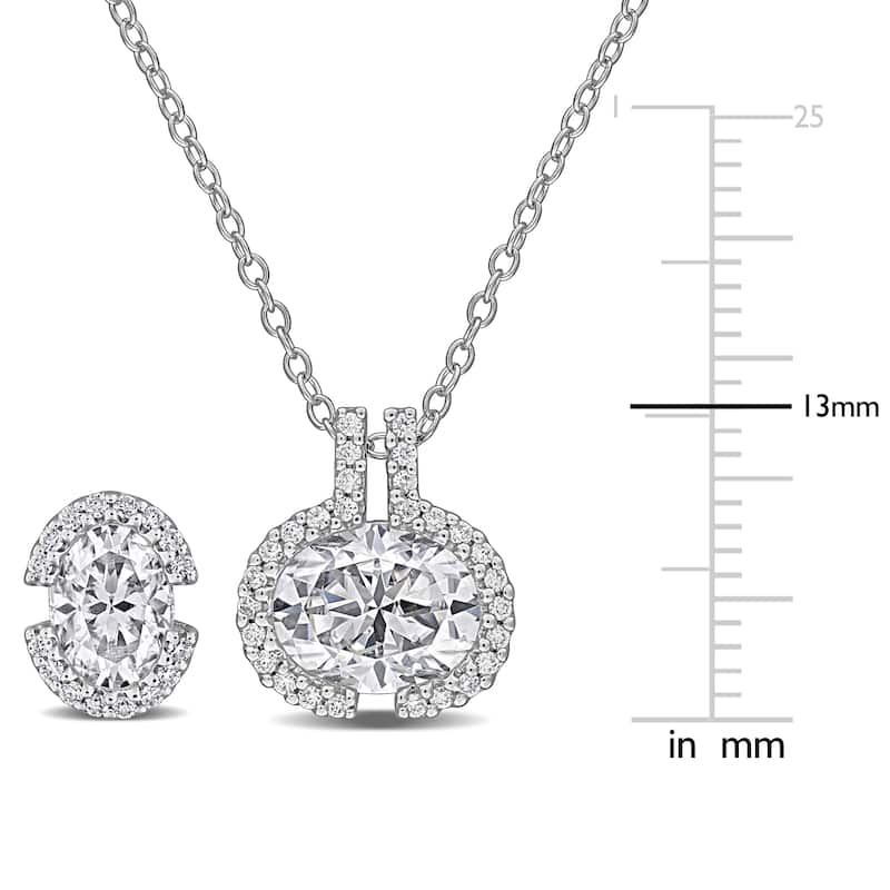 Miadora Sterling Silver Created Moissanite Necklace and Earrings Set