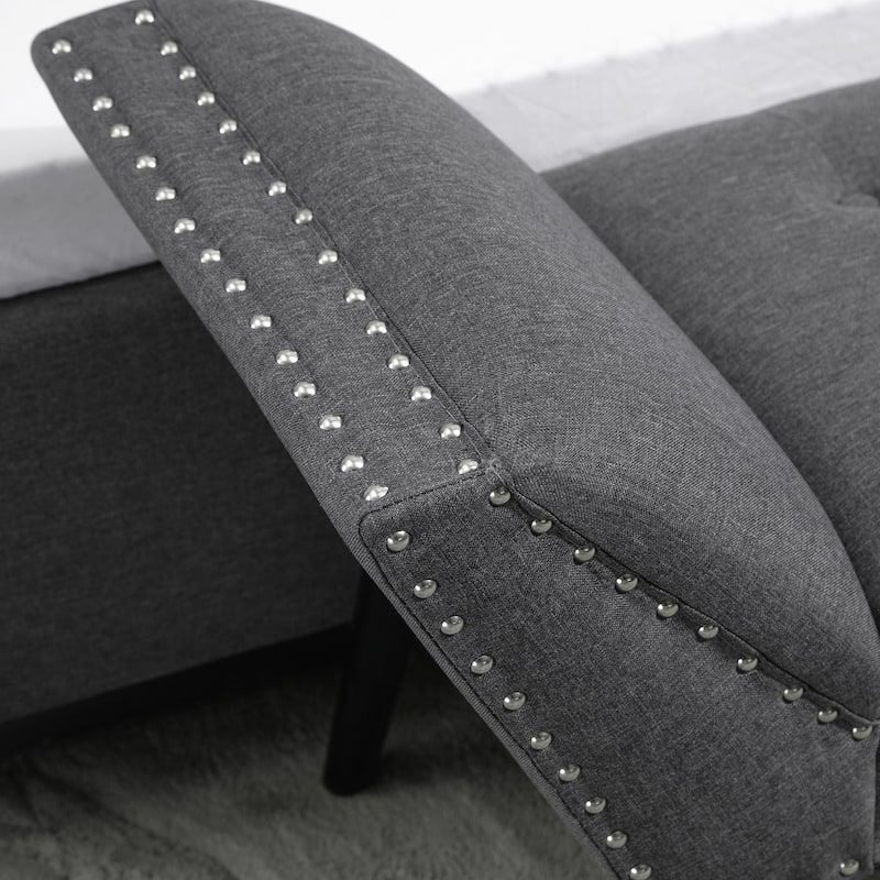 HOMCOM Modern Button Tufted Sitting Bench/Accent Fabric Upholstered Ottoman for Bedroom or Living Room