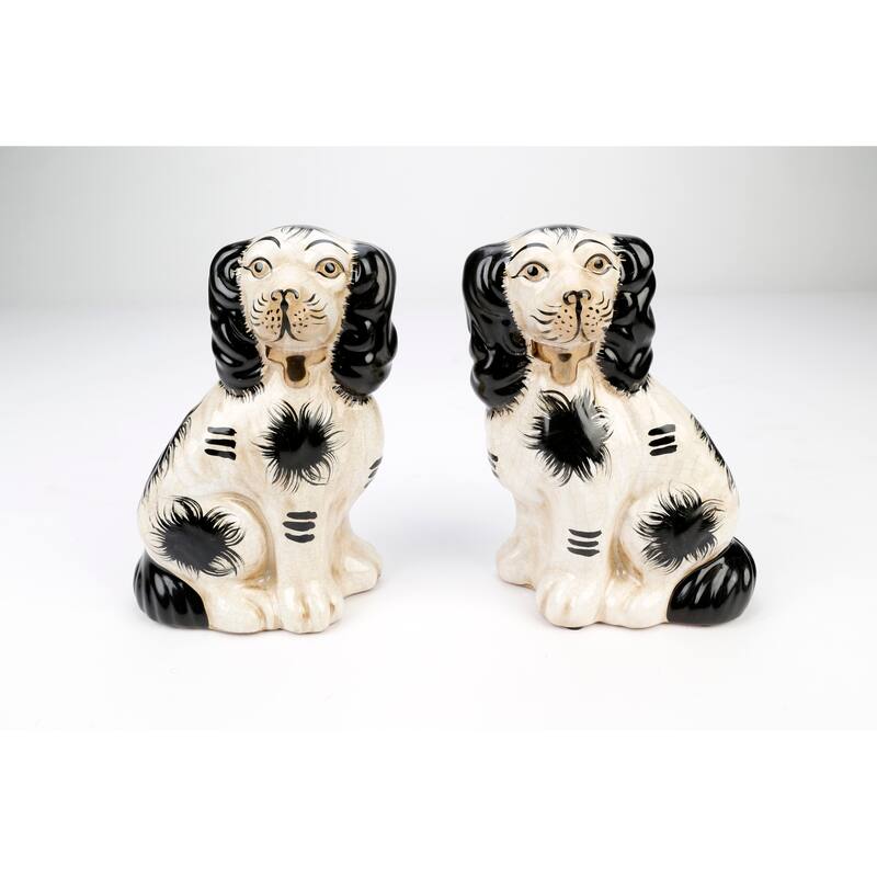 Aai Black And White Staffordshire Dogs, Set Of 2