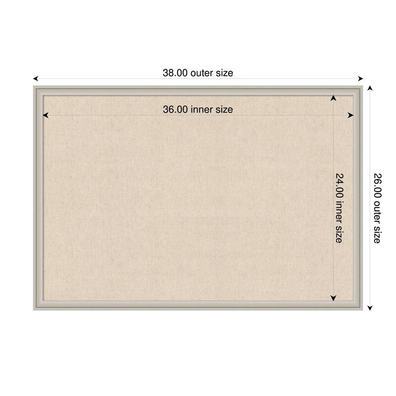 Amanti Art Framed Fabric Pinboard Natural Linen Printed Bulletin Board - Board Size 36 x 24 - Florence Silver