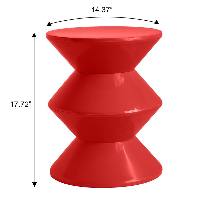 Round Side Table in ABS Plastic with Double-Hourglass Design End Table For Indoor and Outdoor