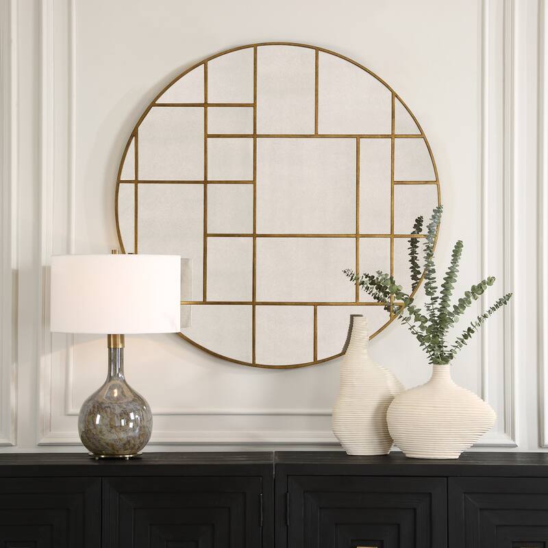 Uttermost 09969 Geometric 45" Diameter Circular Framed Bathroom Mirror