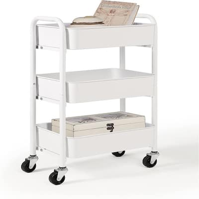 3-Tier Delicate Compact Rolling Metal Storage Organizer - 10.27"D x 15.5"W x 26.8"H