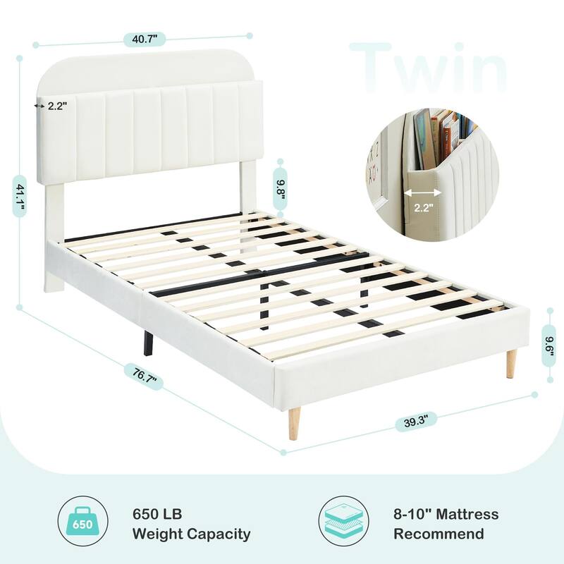 Twin/Twin XL/Full Size Bed Frame with Bookcase Headboard