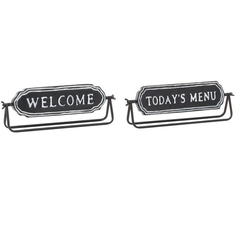 Black Iron Farmhouse Decorative Sign (Set of 2) - 2 x 13 x 4