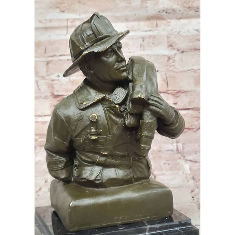 Bronze Firefighter Bust Sculpture – Heroic Tribute Statue