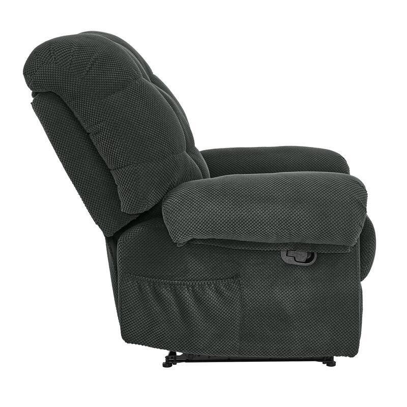 Recliner Chair, Overstuffed Armchair, Manual Recliner, Padded Footrest, Ergonomic Lounge Chair, Soft Fabric Recliner