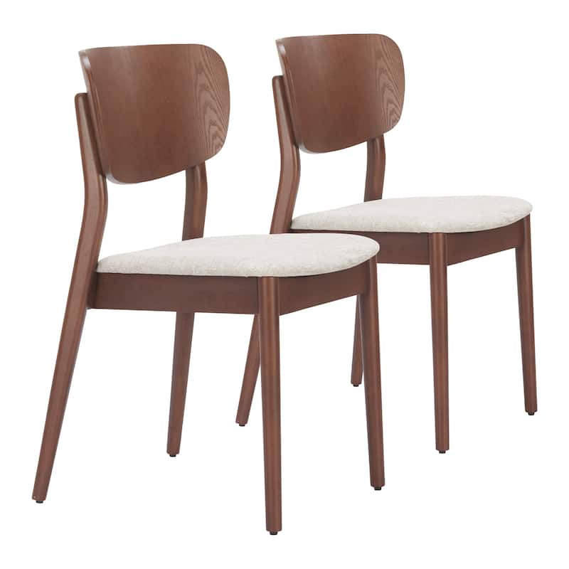 Kellua Dining Chair Beige & Walnut - Beige/Walnut
