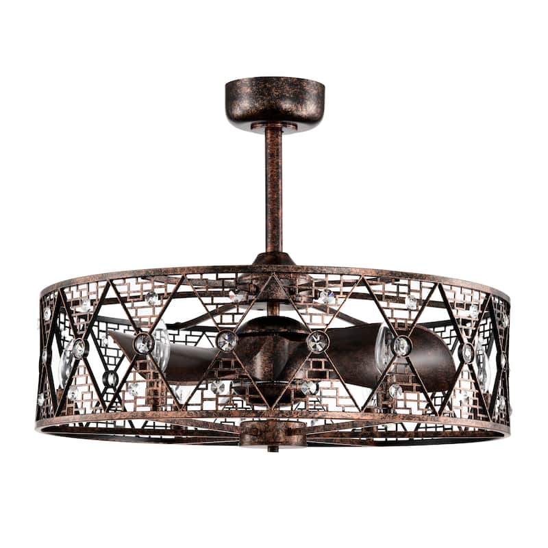 Cree 28 Inch Antiuqe Bronze Crystal Fandelier with Remote