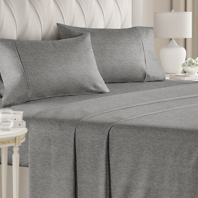 CGK Linens 4 Piece Solid Microfiber Deep Pocket Soft Bed Sheet Set