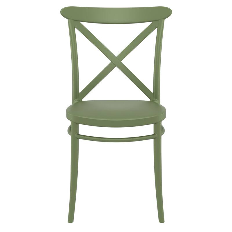 34.25" Olive Green Patio Cross Armless Dining Chair