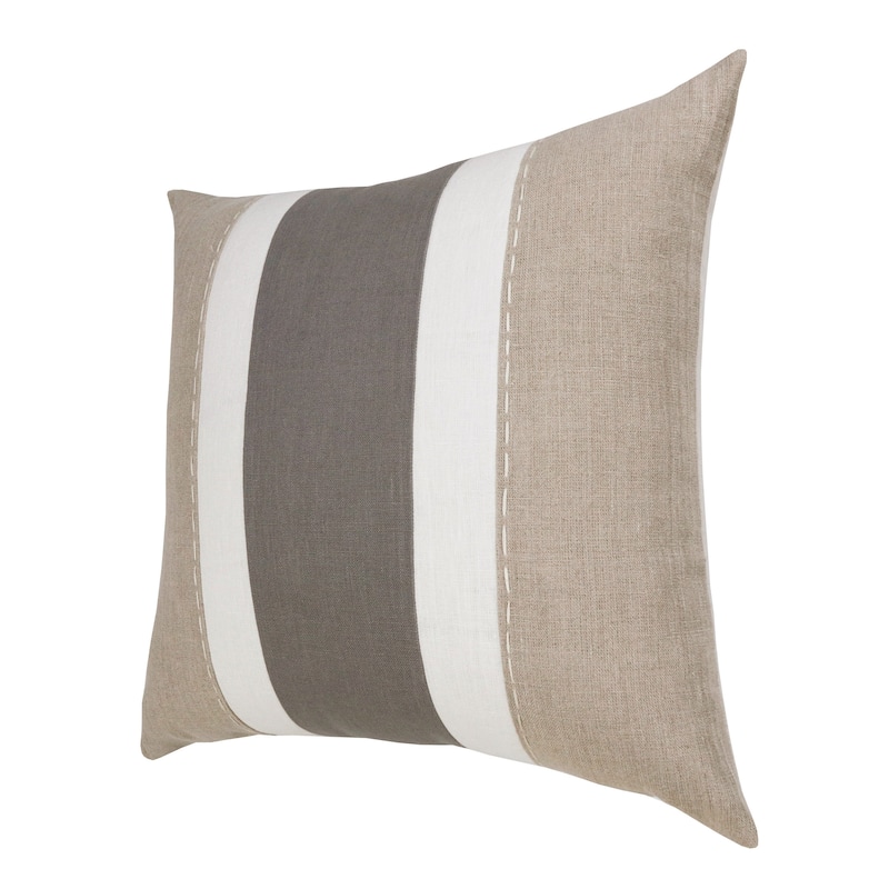 Sevita Hand-Woven Striped Linen Throw Pillow, 20" x 20"