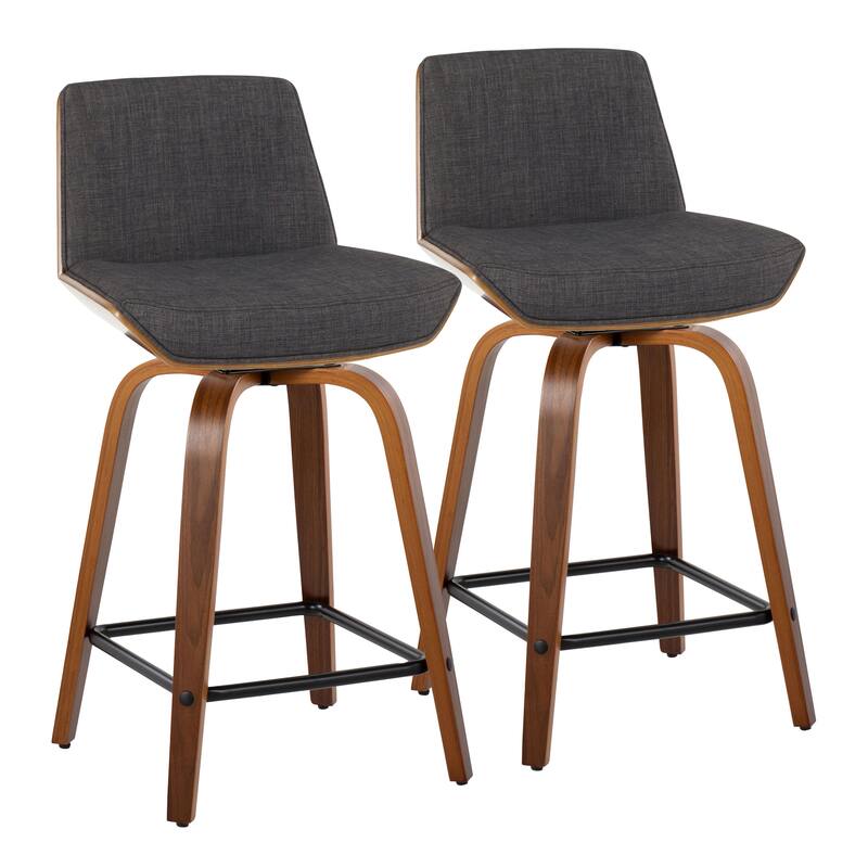 Carson Carrington Clemens 24" Fixed-Height Counter Stool with Bent Wood Legs & Square Footrest (Set of 2)