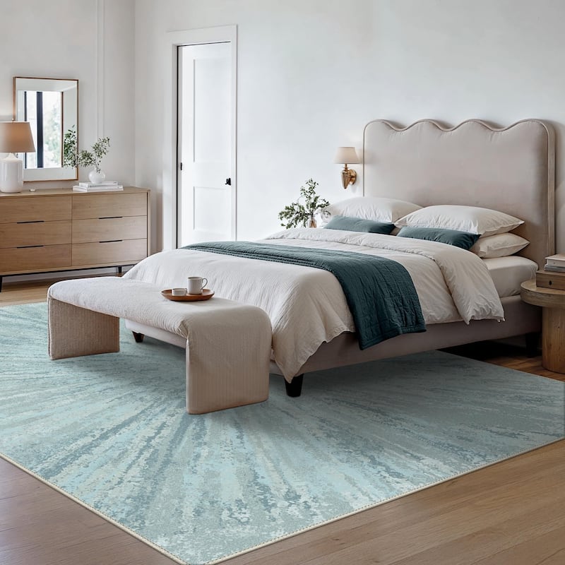 Mcow Abstract Modern Microfiber Low-Pile Washable Area Rug