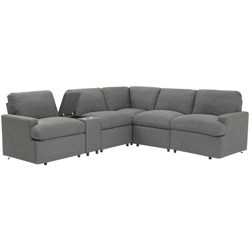 Roomfitters Power Recliner Corner Sofa with Storage Box, Cup Holders, USB Ports, and Power Socket, Perfect for Home Theater