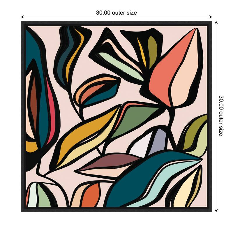 Kate and Laurel Fanciful Ficus SQ Expansion by Alicia Bock Framed Canvas Wall Art Print