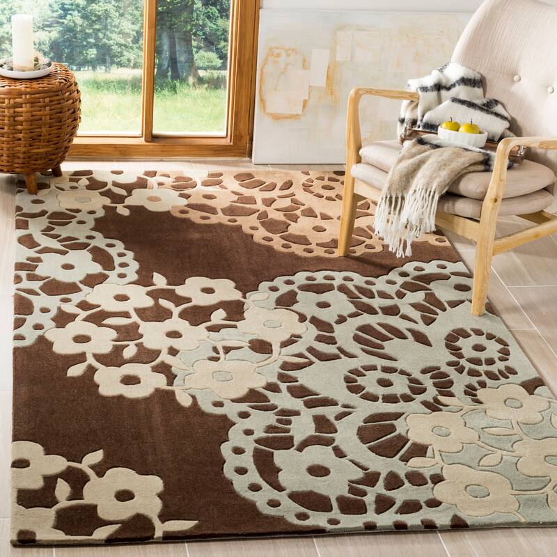 SAFAVIEH Handmade Modern Art Neetu Modern Polyester Rug - 8' x 10' - Brown/Multi
