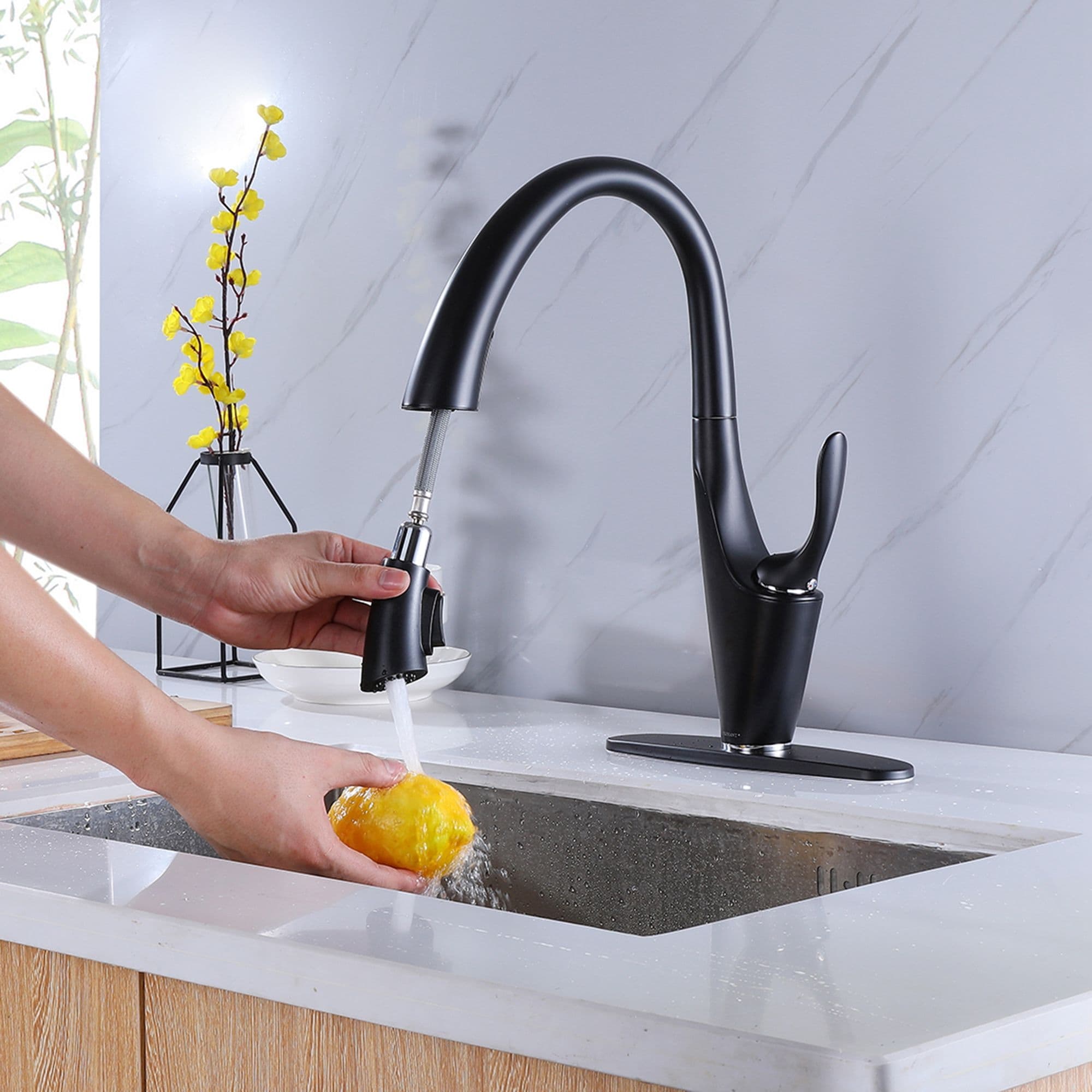 Single Handle Matte Black Kitchen Faucet,Single Level Stainless Steel Kitchen  Sink Faucets - On Sale - Bed Bath & Beyond - 32688357
