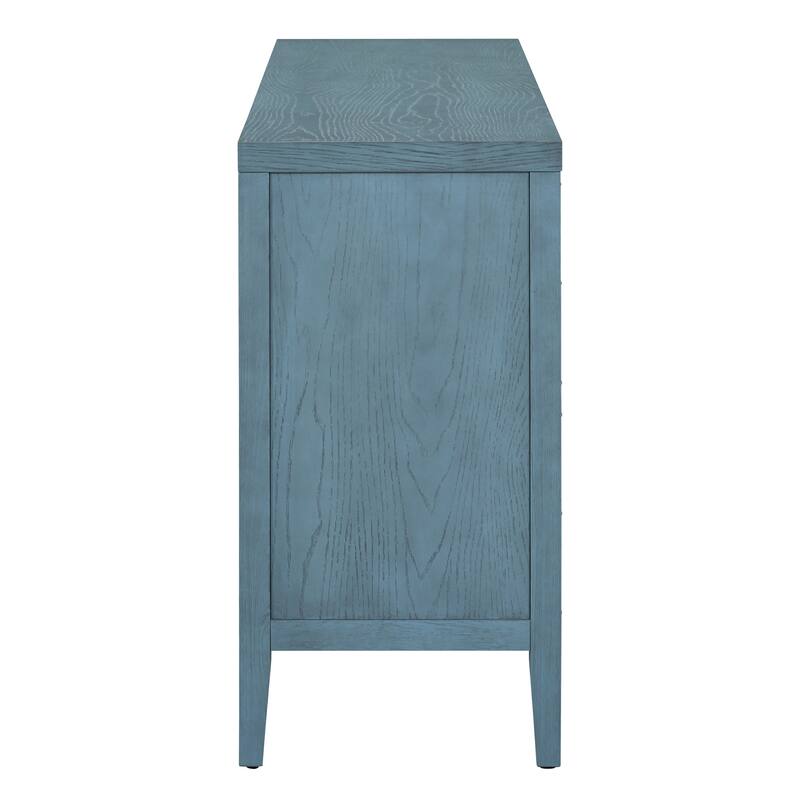 Coffee Bar Cabinet with 4 Doors, Wooden Buffet Cabinet with Adjustable Shelves, Storage Cabinet with Open Countertop