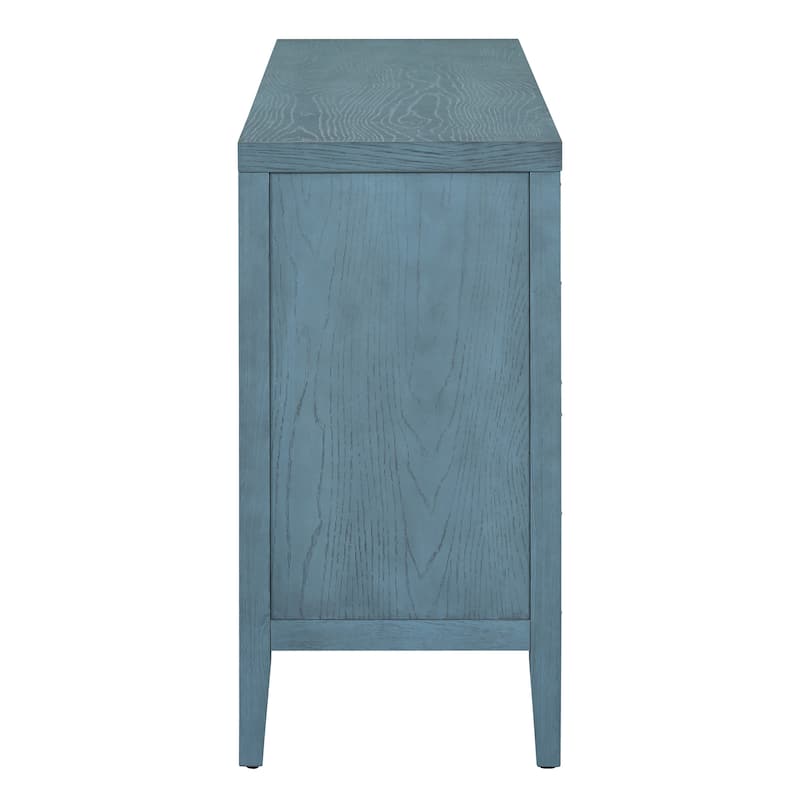 Vintage Style 4-Door Sideboard, Distressed Finish Storage Cabinet with Adjustable Shelves