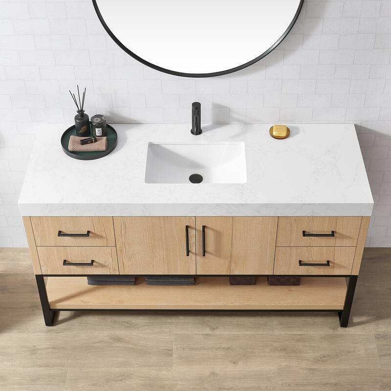 Kolkata Bathroom Vanity in Weathered Oak without Mirror