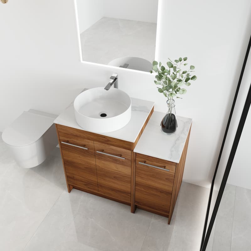 Malwee 24"/36"/48"/60" FreeStanding Bathroom Vanity, Floor Stand Bathroom Vanity with Ceramic Sink,Soft Close Door and Shelf