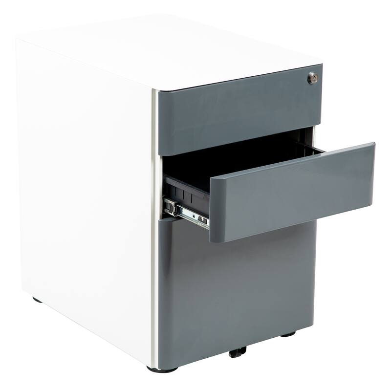 Modern 3-Drawer Mobile Locking Filing Cabinet Storage Organizer