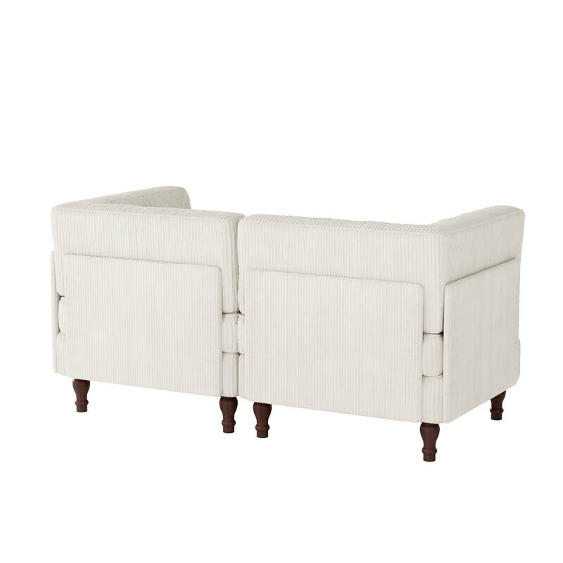 Modular Corduroy Corner Sectional Sofa Couch Set with Tufted Cushion