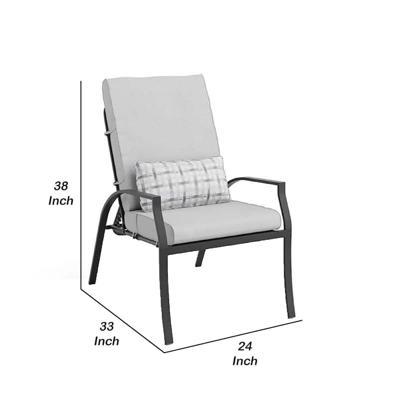 Leki Reclining Armchair Set of 6, Tie Back Cushions, 1 Pillow, Gray