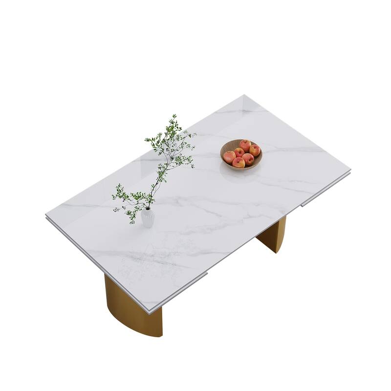 9 - Piece 94.48'' Extendable Sintered Stone Dining Table with 8 Chairs Dining Set