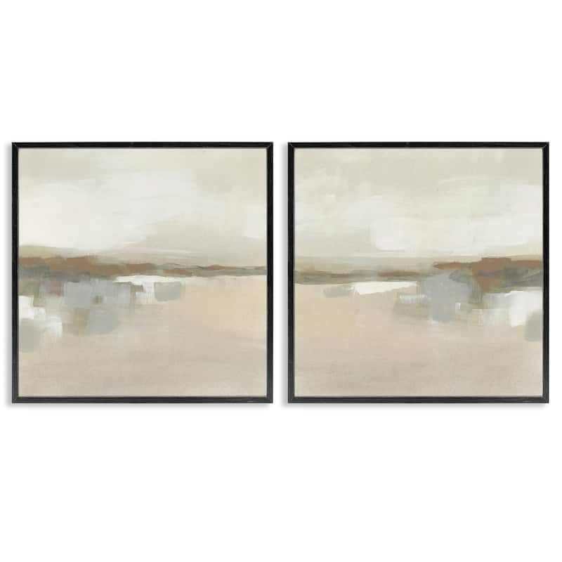 Stupell Earthy Landscape Impressions Framed Giclee Art Design By June Erica Vess (Set of 2) - 17 x 17 - Black