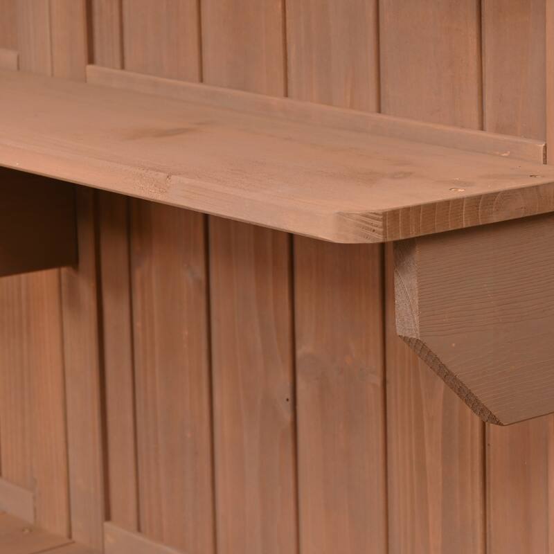 Potting Bench with Hutch, 50.2" Solid Fir Wood Garden Workstation, 2 Shelves, 2 Cabinets, 3 Side Hooks, Outdoor Planting Table